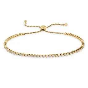 14k 3 Prong Diamond Tennis Bolo Bracelet