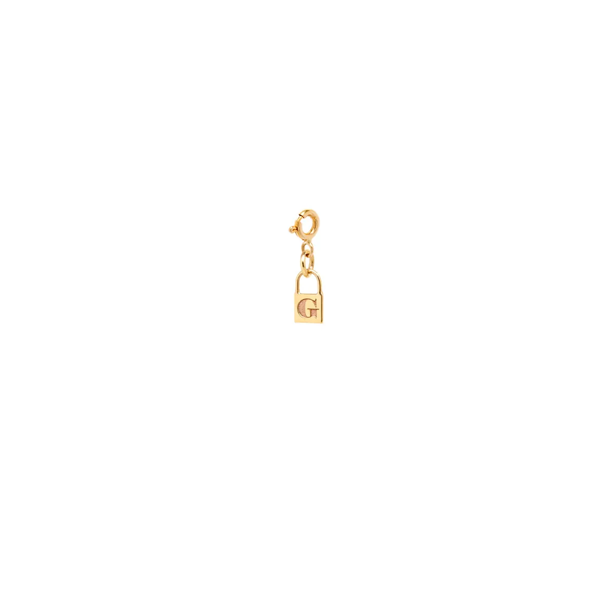 14k Midi Bitty Initial Padlock Charm on Spring Ring