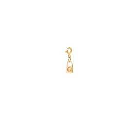 14k Midi Bitty Initial Padlock Charm on Spring Ring