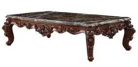 40 Dark Brown And Merlot Genuine Marble Rectangular Coffee Table