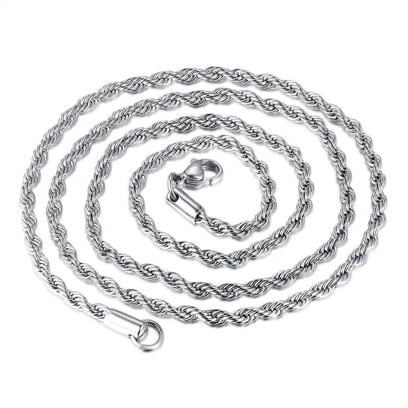 5mm Stainless Steel Twisted Rope Chain - Silver