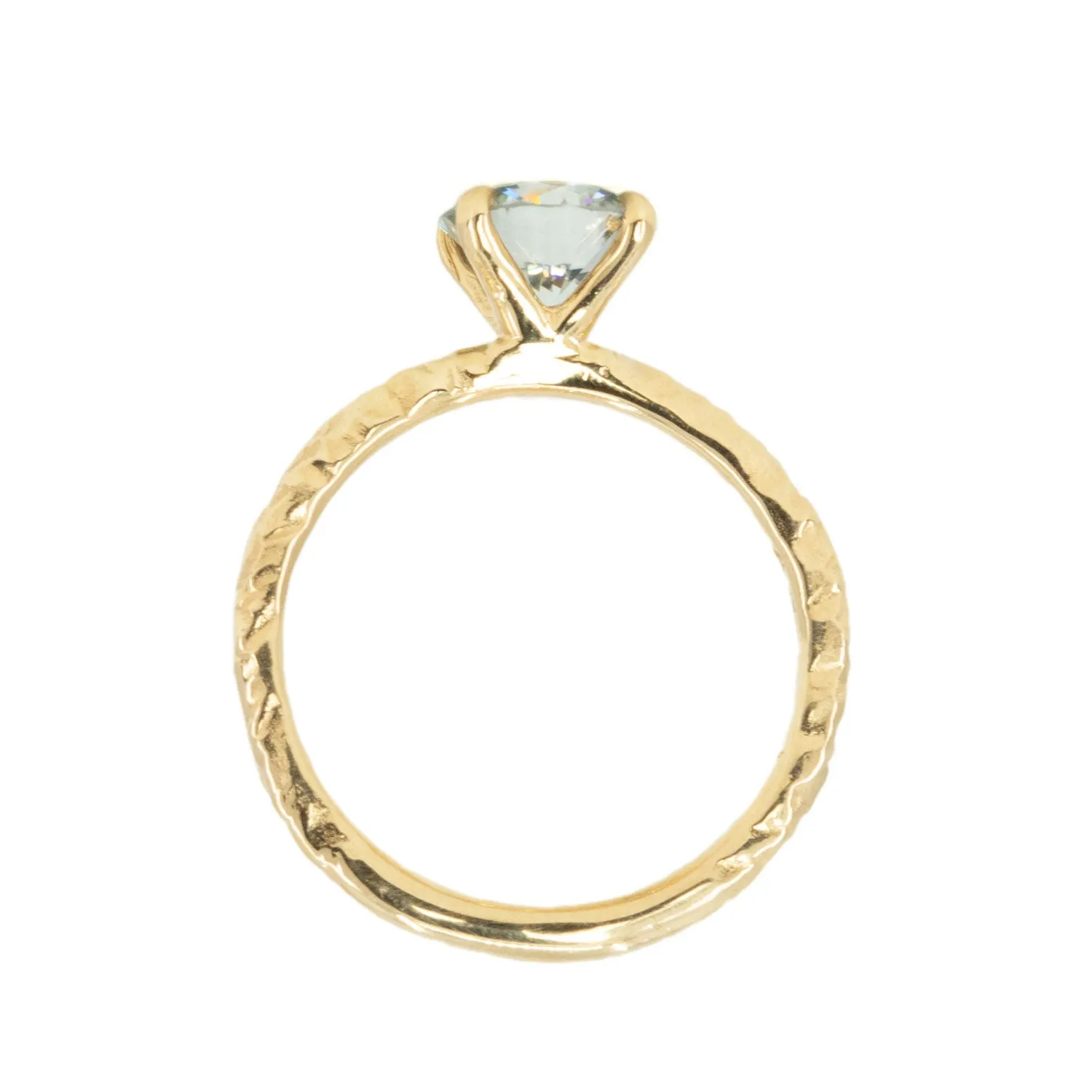 7mm Grey Moissanite Evergreen Solitaire in 14k yellow gold by Anueva Jewelry