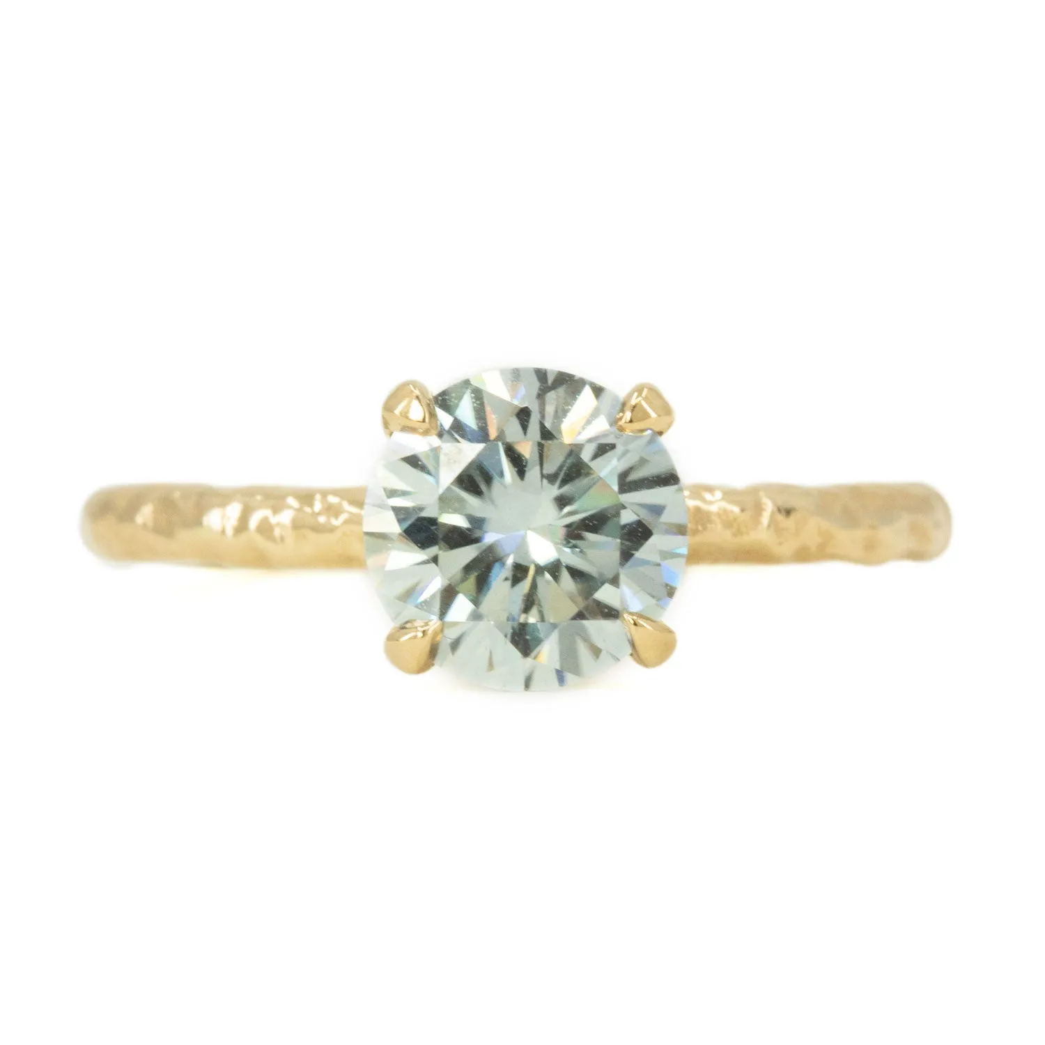 7mm Grey Moissanite Evergreen Solitaire in 14k yellow gold by Anueva Jewelry