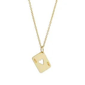 Ace of Heart Necklace - 14k Yellow Gold