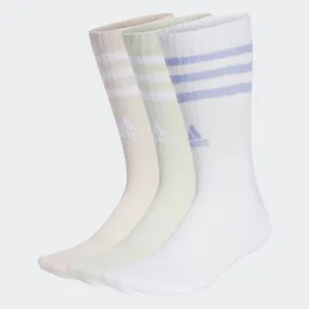 Adidas 3-Stripes Cushioned Crew Socks 3 Pairs - White/Sandy Pink/Linen Green