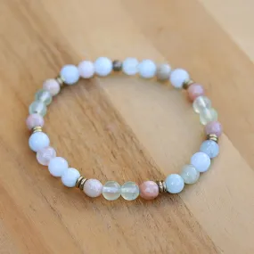 Aquamarine Sunstone and Prehnite Bracelet