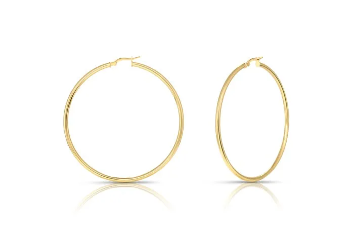 Better Jewelry Hoop Earrings .925 Sterling Silver Gold Plated 3mm