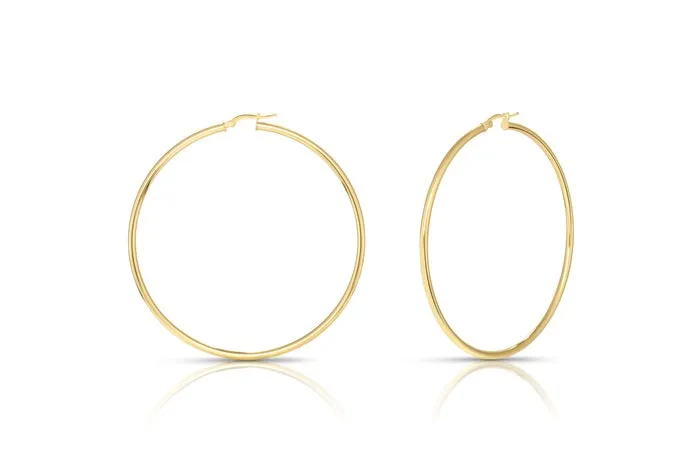 Better Jewelry Hoop Earrings .925 Sterling Silver Gold Plated 3mm