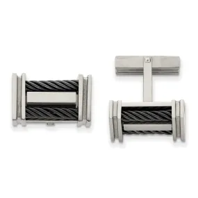 Chisel Titanium Polished Black IP-Plated Wire Cuff Links