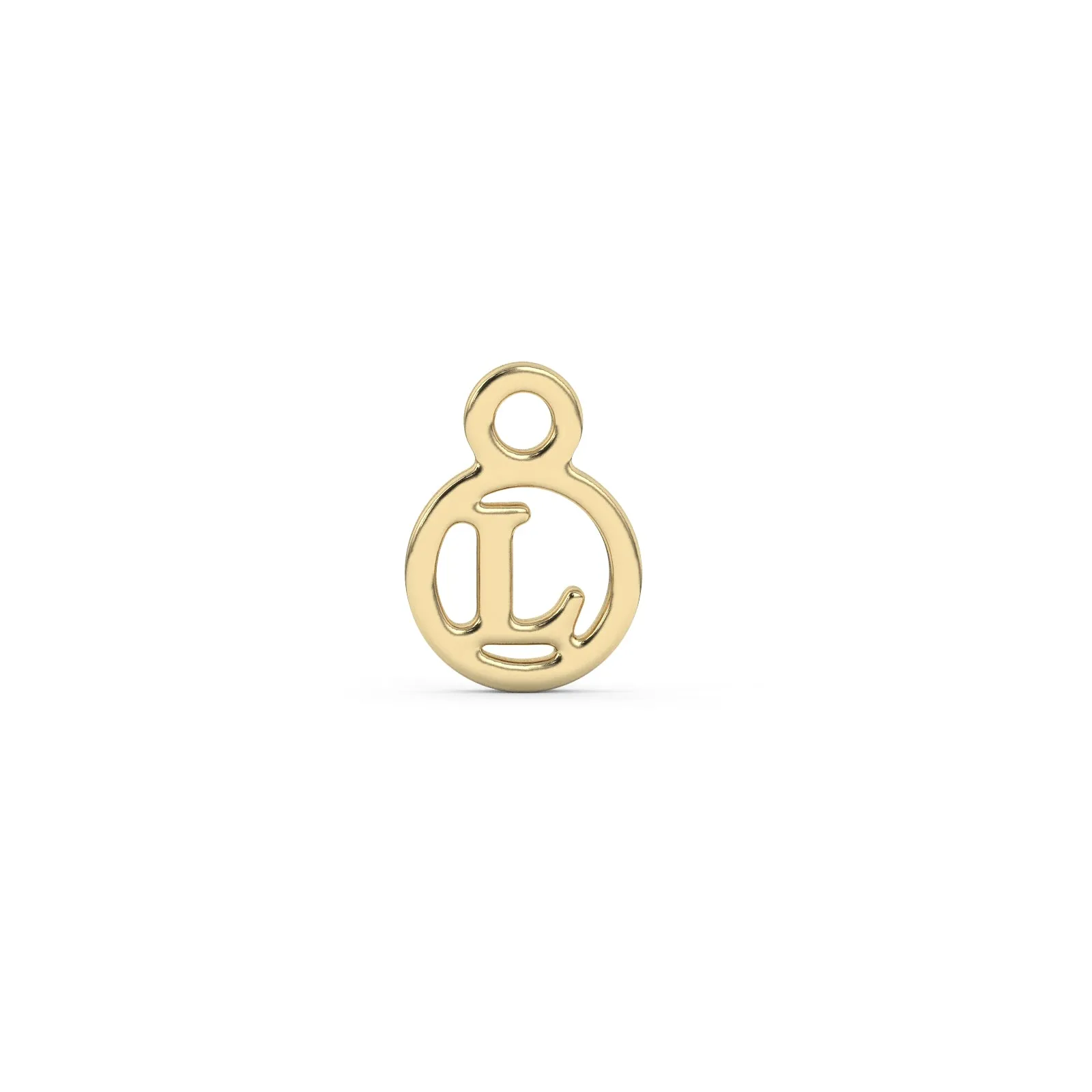 Circle Initial Charm - L | 10k Yellow Gold