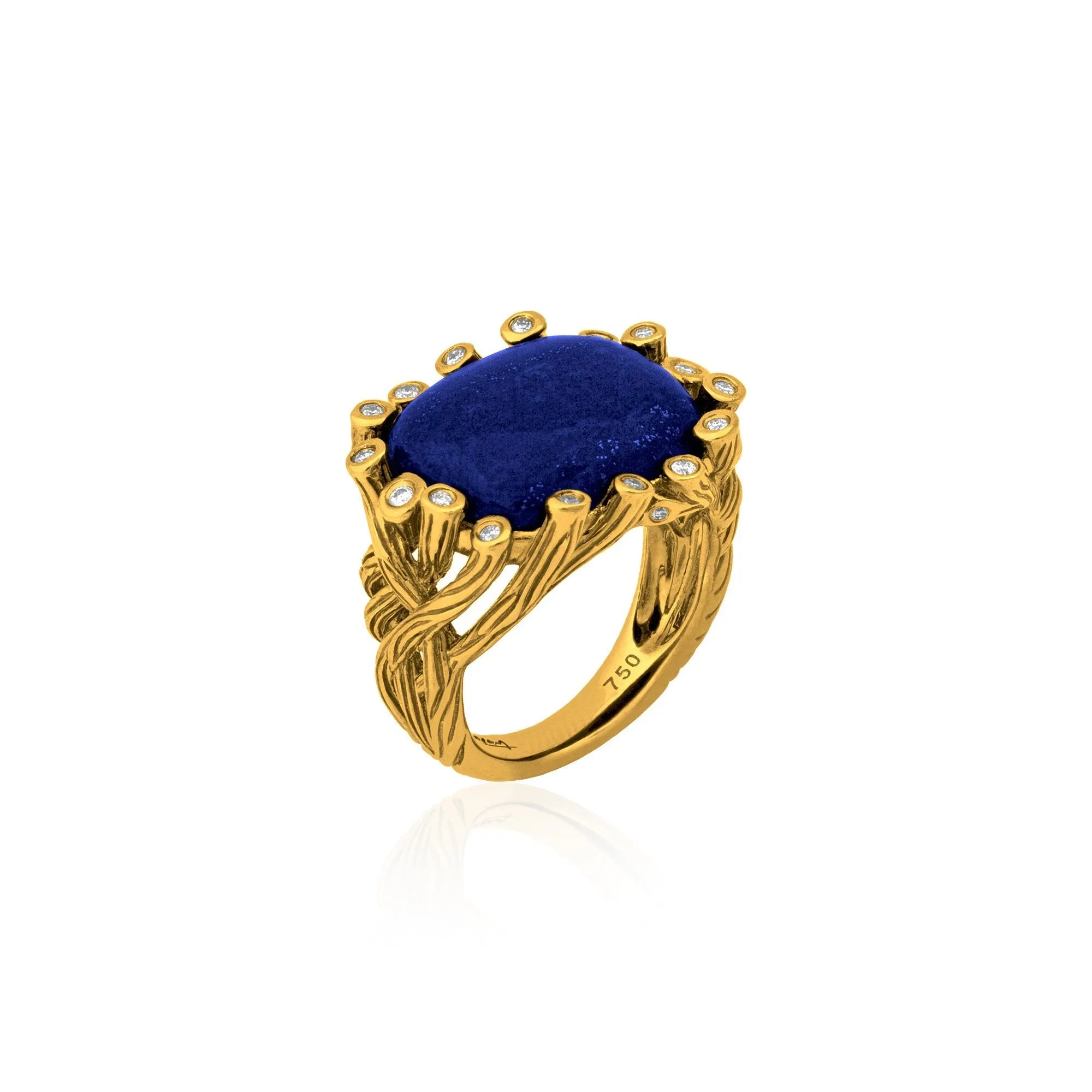 Enchanted Forest Ring with Lapis and Diamonds