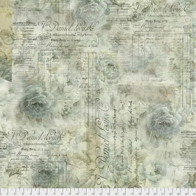 Fabric Receipt, PWTH 102 AQUA, Memoranda II Collection from Tim Holtz for Free Spirit.