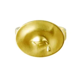 Gabriella Kiss 18k Large Crying Eye Ring Inscribed with Nil Nisi Cruce