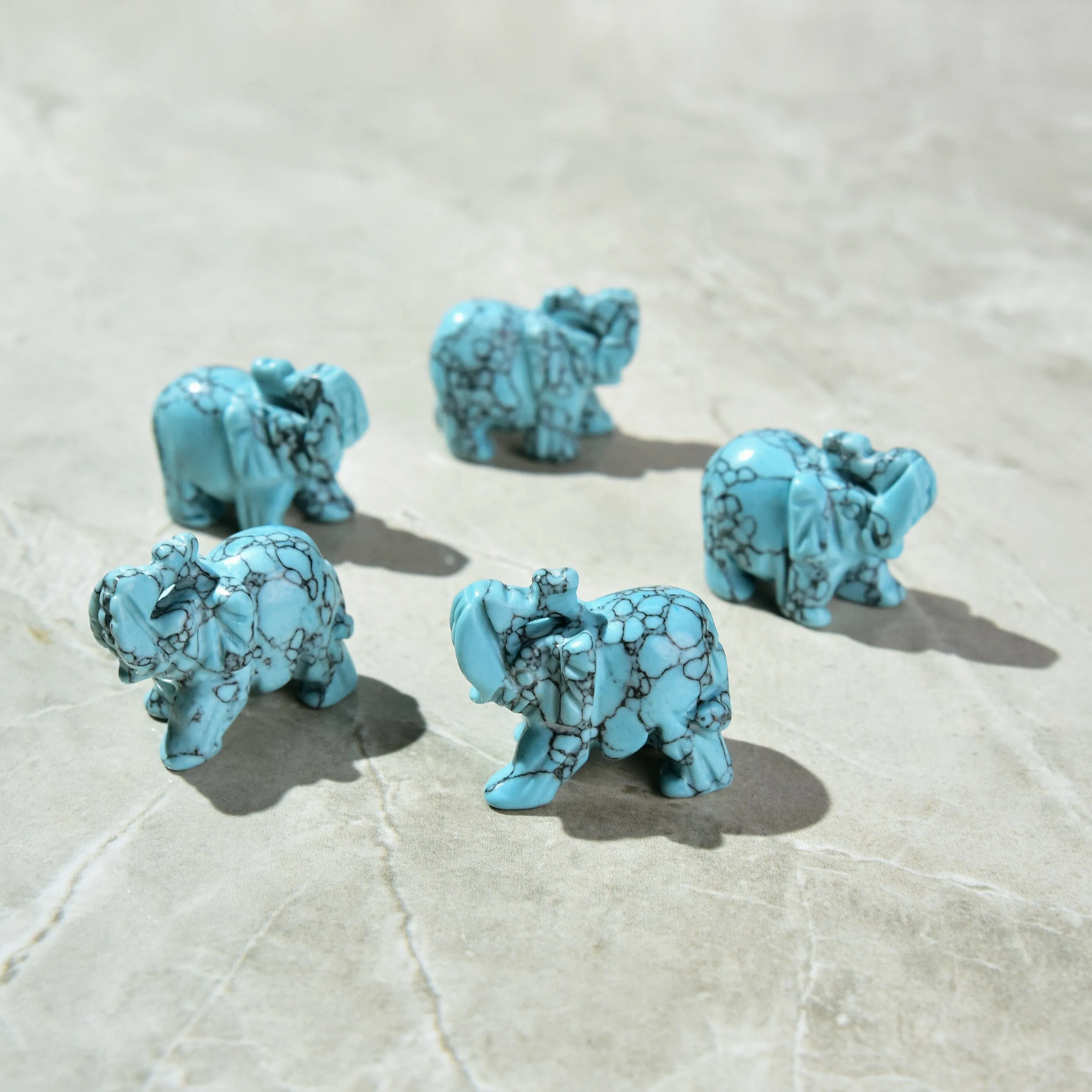 Howlite Turquoise Elephant 1.5 Gemstone Carving