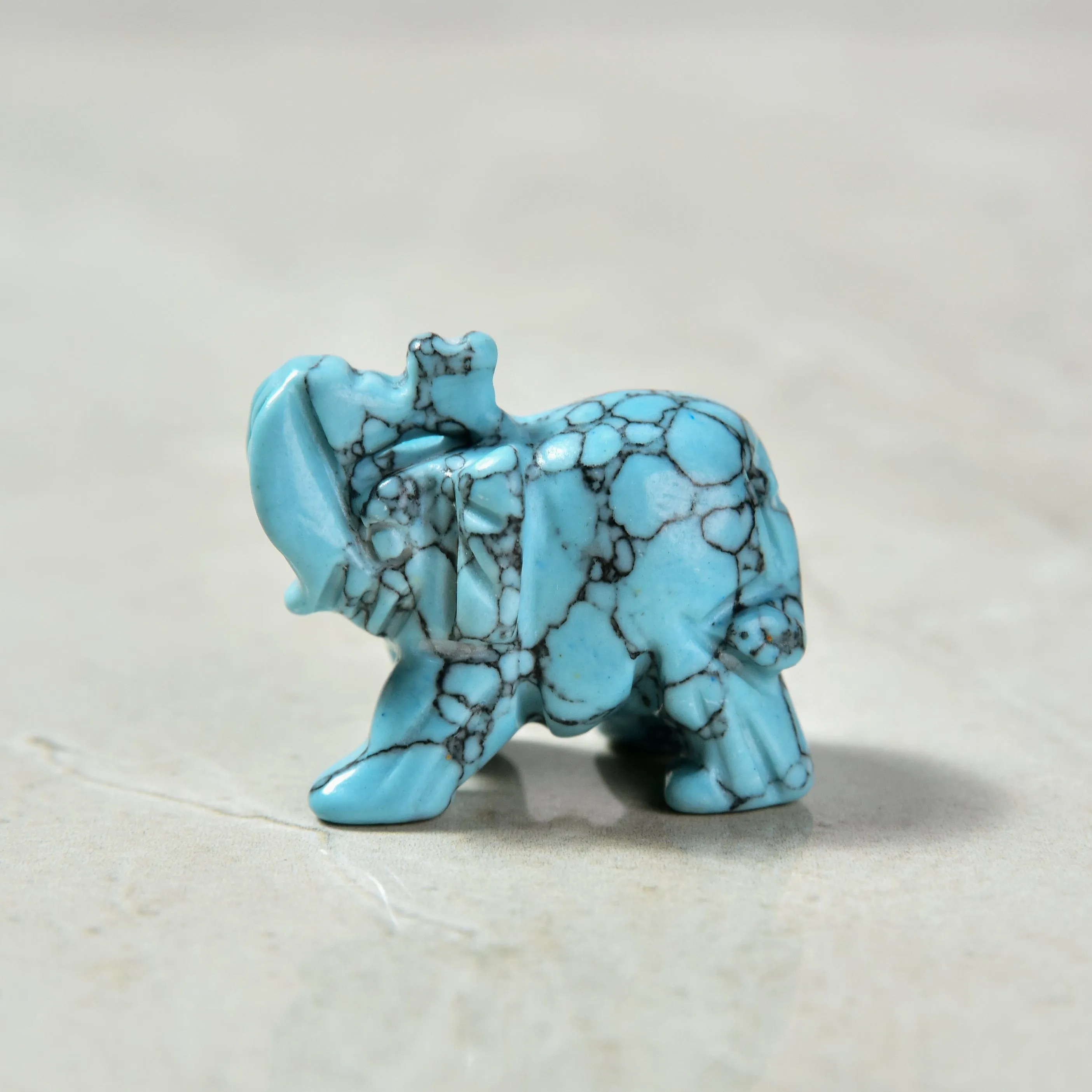 Howlite Turquoise Elephant 1.5 Gemstone Carving