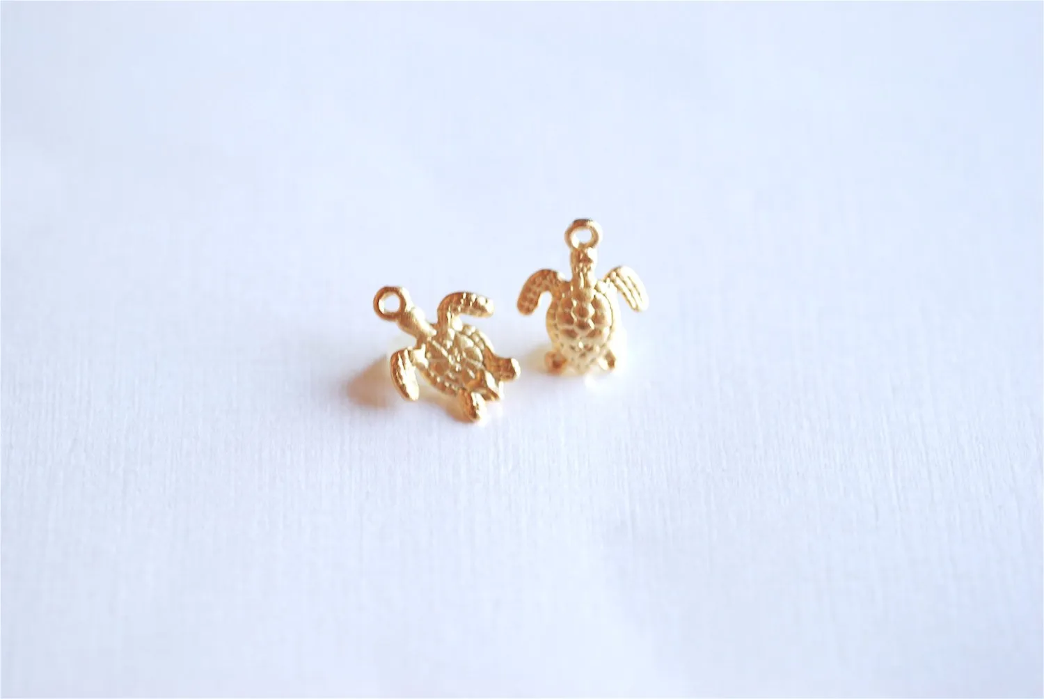 Matte Vermeil Wholesale Gold Turtle Charm Pendant- 18k gold over Sterling Silver Small Turtle, Ocean Sea Turtle Charm, Hawaiian Honu Sea Turtle, 287