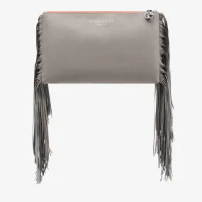 Maxi Fringe Clutch "Koala Grey"