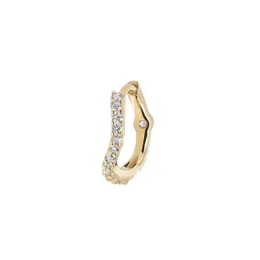 MBF Diamond Wave Huggie, 14k Gold