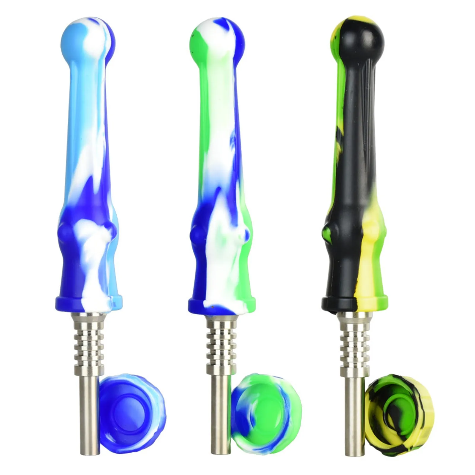 Multi-Colored Silicone Dab Straw with Titanium Tip