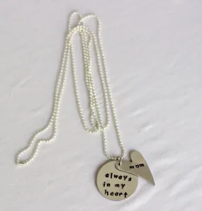 Personalized Memorial Necklace, always in my heart