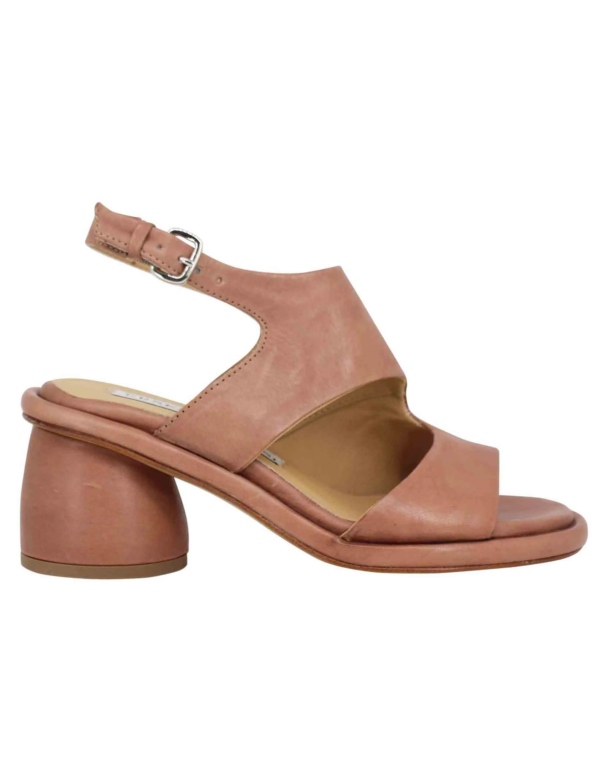 Sandali slingback donna in pelle rosa con punta tonda