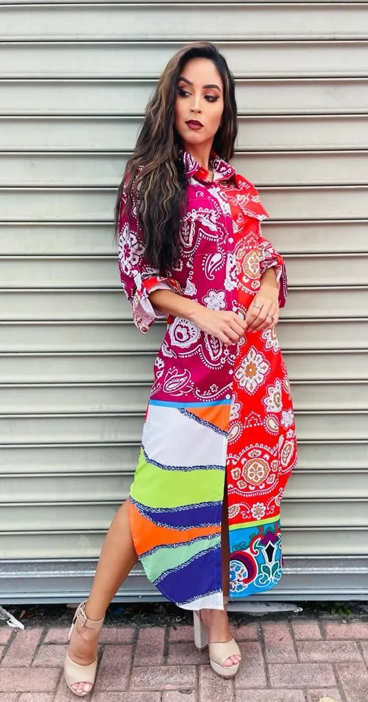 Scarf printed dress