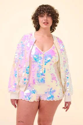 SUPERNOVA SEQUIN BOMBER JACKET - OPAL