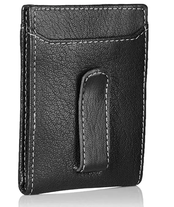 Timberland Genuine  Black Leather  Flip Clip Wallet