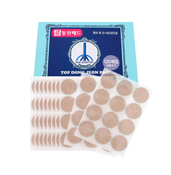 Top Dong Jeon Pads 120 pcs Circle Medicated Pain Relief Patches Small Coin Size Korean Body Wrist Waist Ankle Knee Health