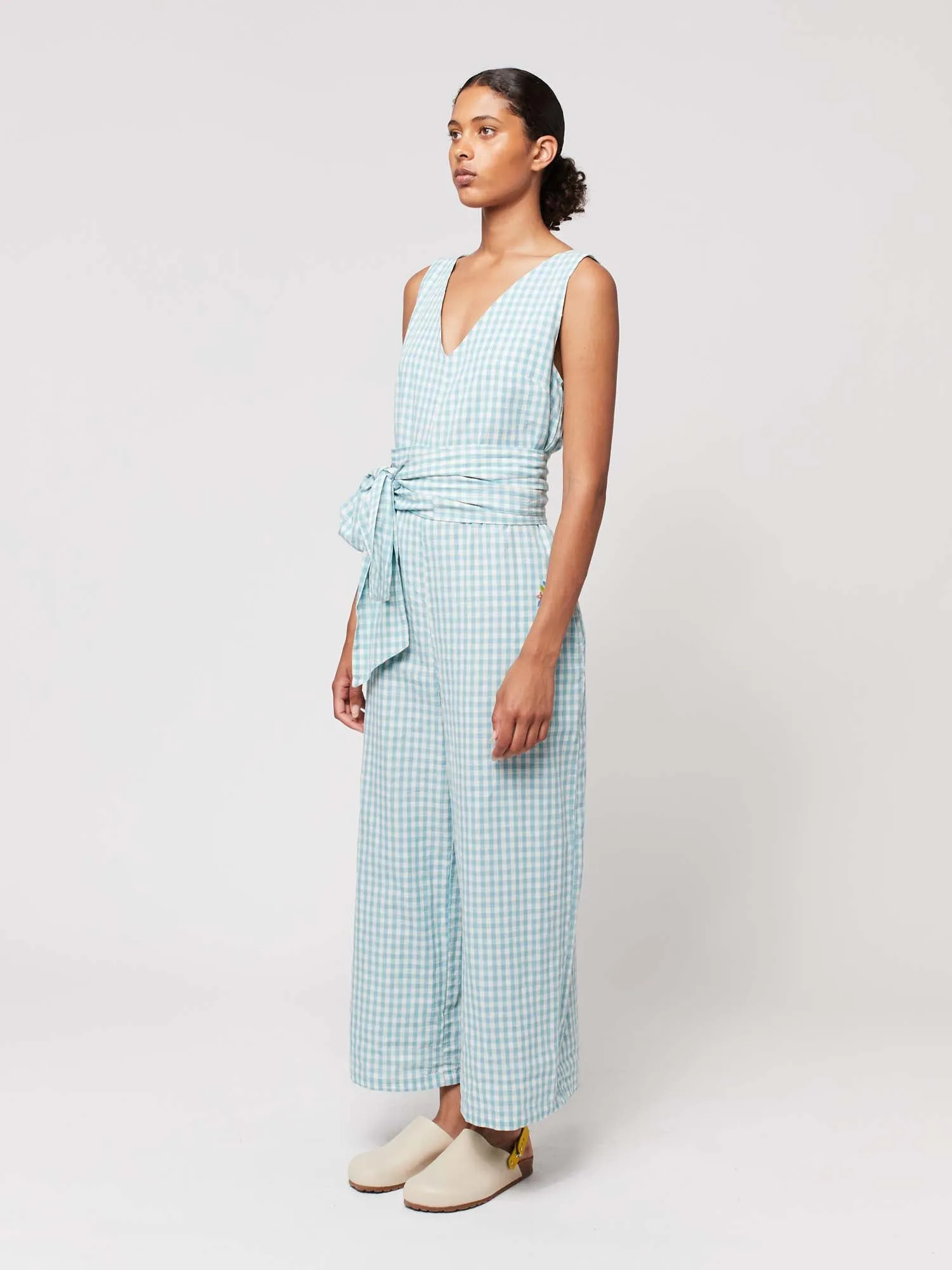 Vichy V-neck Sleeveless Overall