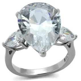 WildKlass Stainless Steel Ring High Polished Women AAA Grade CZ Clear