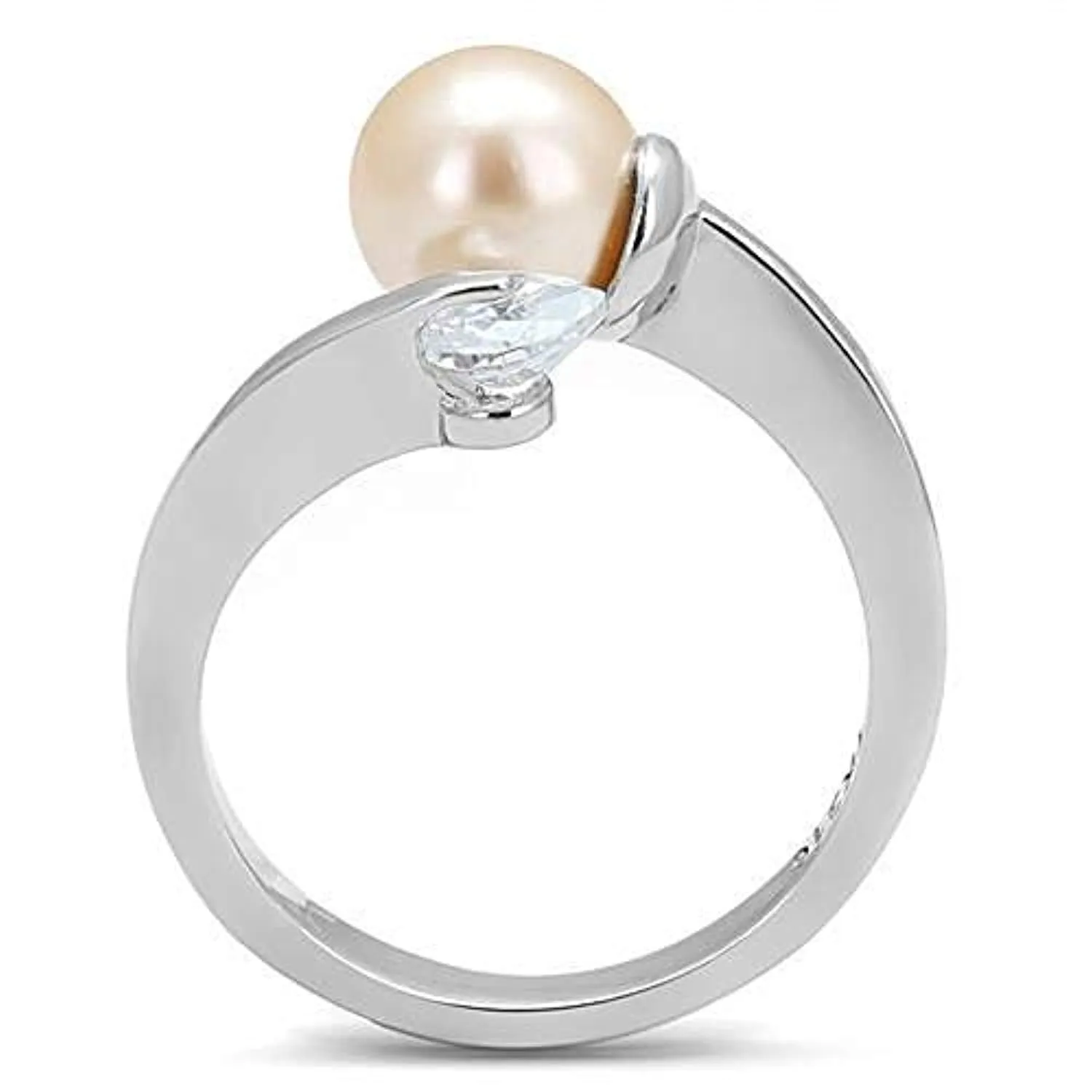 WildKlass Stainless Steel Ring High Polished Women Synthetic Light Peach