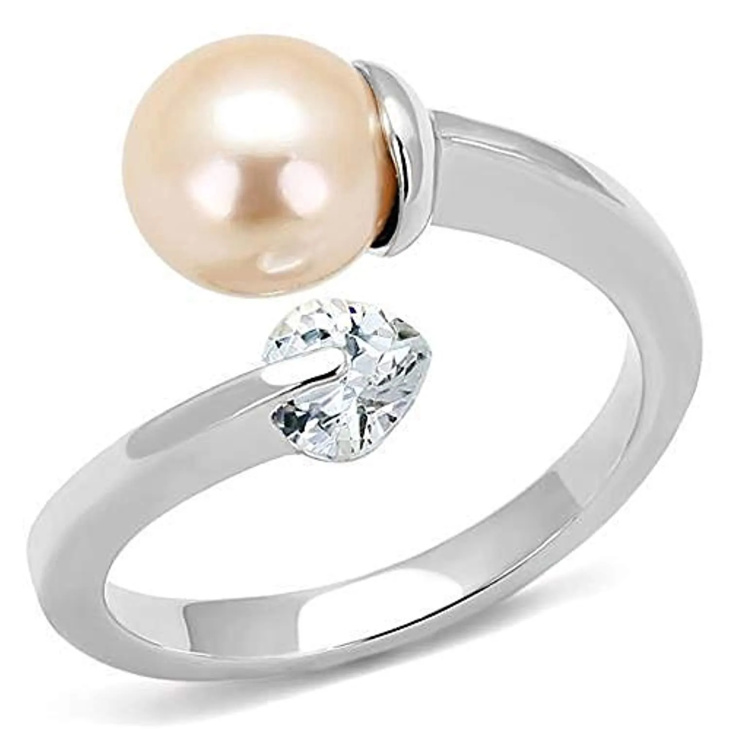 WildKlass Stainless Steel Ring High Polished Women Synthetic Light Peach