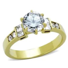 WildKlass Stainless Steel Ring IP Gold Women AAA Grade CZ Clear