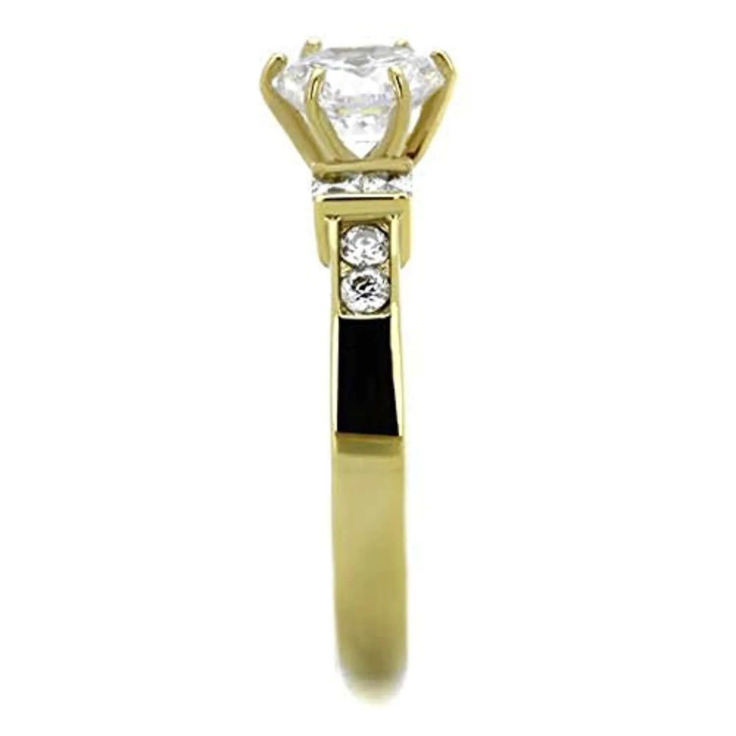 WildKlass Stainless Steel Ring IP Gold Women AAA Grade CZ Clear